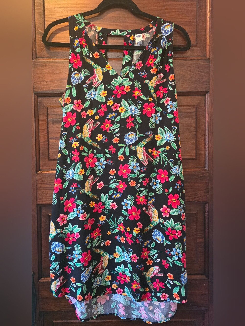 Old Navy Women's V-Neck Sleeveless High-Low Shift Dress Floral Tropical M